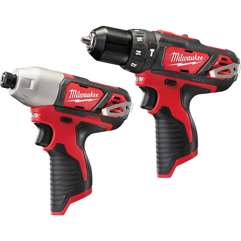 Image of Milwaukee M12 BPP2B 12v Cordless Combi Drill and Impact Driver Kit M12BPP2B-421C Batteries: 1 x 2ah & 1 x4ah Li-ion