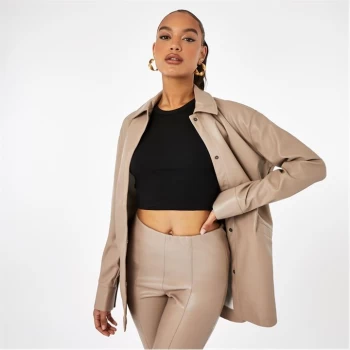 Image of Firetrap PU Shacket - Beige