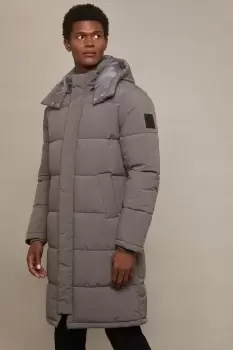 Image of Mens Hooded Longline Puffer Jacket