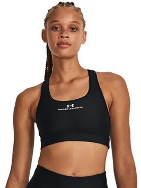 Image of Under Armour Womens Training Heat Gear Armour Medium Support Crossback Sports Bra - Black/White