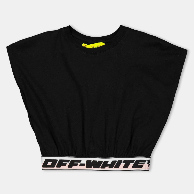 Image of Off White Kids Cropped T-Shirt, Design Black female 4Y