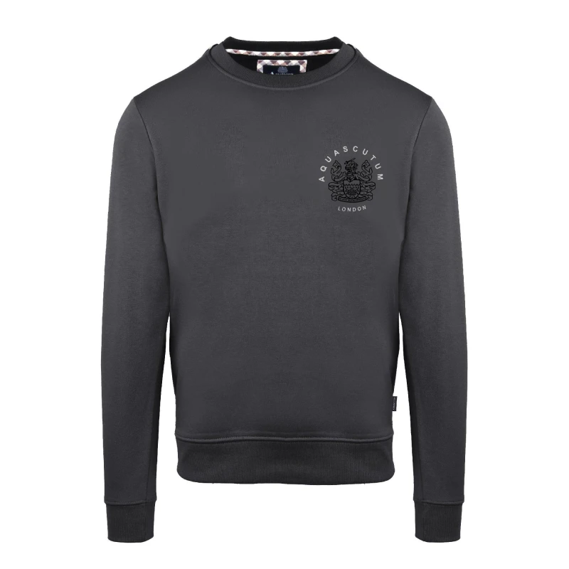 Image of Aquascutum Mens Roundnk Sweat Crew Sweatshirt Crew Sweaters Small Black 52345803350