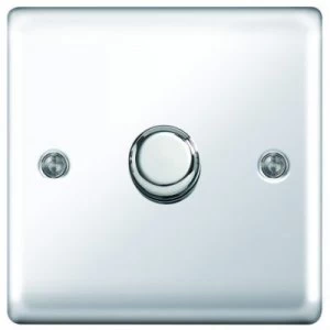 Image of Wickes Dimmer Switch 1 Gang 2 Way 400W Polished Chrome Raised Plate
