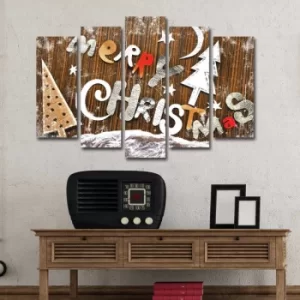 Image of 5PATNOEL-7 Multicolor Decorative Canvas Painting Merry Christmas (5 Pieces)