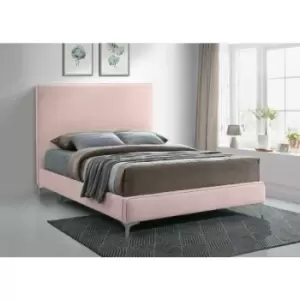 Image of Glinis Upholstered Beds - Plush Velvet, Double Size Frame, Pink - Pink