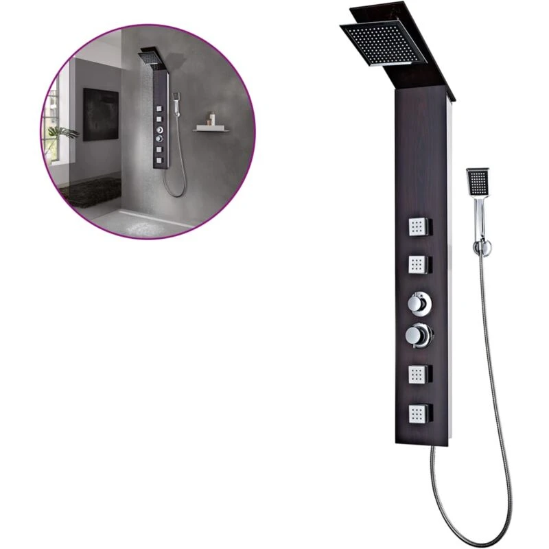 Image of VIDAXL Shower Panel System Glass Brown Vidaxl 142374fr