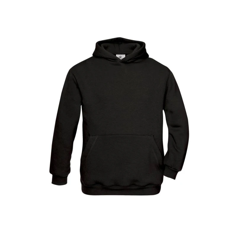 Image of B&C Plain Hooded Sweatshirt Hoodie in Black Size: 3-4 Years Black Unisex 3-4 Years