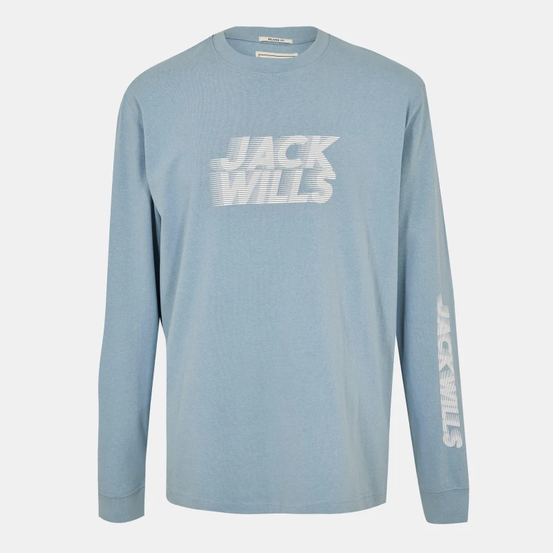 Image of Jack Wills Long Sleeve Graphic T-Shirt - Blue Blue M