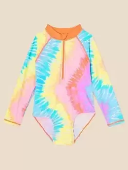 Image of Accessorize Girls Long Sleeve Tie Dye Swimsuit - Multi, Size Age: 9-10 Years, Women