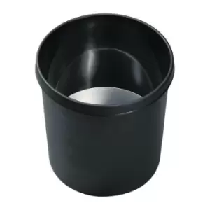 Image of Corbeille a papier 12 l H270xD.260 mm avec bord a poignee plastique noir HELIT