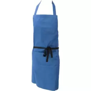 Image of Dennys Ladies/Womens Polycotton Bib Workwear Apron With Pocket (Pack of 2) (One Size) (Sapphire) - Sapphire
