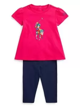 Image of Ralph Lauren Baby Girls T-Shirt And Legging Set - Multi, Size 18 Months