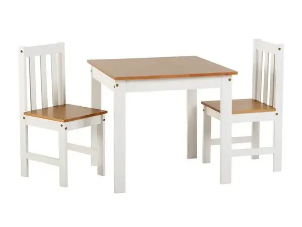 Image of Seconique Ludlow White and Oak Dining Table and 2 Chair Set