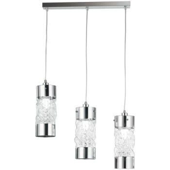 Image of Fan Europe Lighting - Fan Europe JIVE 3 Light Straight Bar Pendant Ceiling Light Chrome, Crystal 60x12x24.7cm