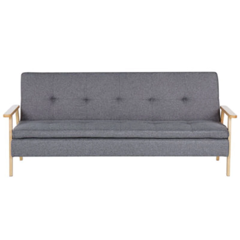 Image of BELIANI Beliani - Modern Fabric Sofa Bed Grey Polyester Solid Wood Armrests Legs Convertible Tjorn 297170