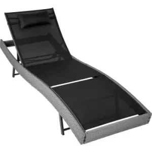 Image of Tectake - Sun lounger Delphine rattan - reclining sun lounger, garden lounge chair, sun chair