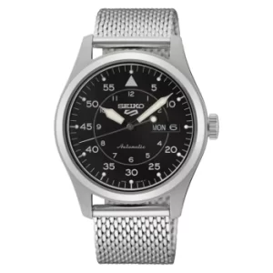 Image of Seiko 5 Sports Military Flieger Automatic Black Dial Milanese Bracelet Mens Watch SRPH23K1