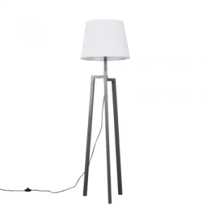 Image of Augustus Grey Wood Tripod Floor Lamp with XL White Aspen Shade