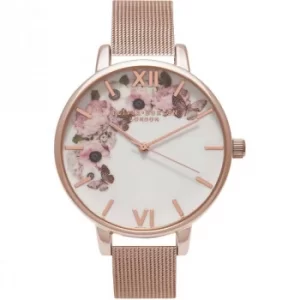 Image of Signature Florals Rose Gold Mesh Watch