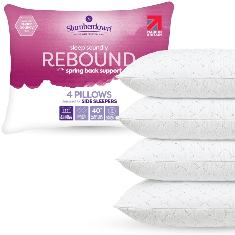 Image of Slumberdown 4 Pack Sleep Soundly Rebound Firm Support Pillows White unisex
