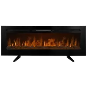 Image of Electric Wall Mounted Inset LED Black Fireplace Free Standing 60 - Black