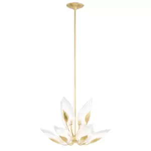 Image of Hudson Valley Lighting Blossom Chandelier in Soft Off White & Gold Leaf / 20 Light