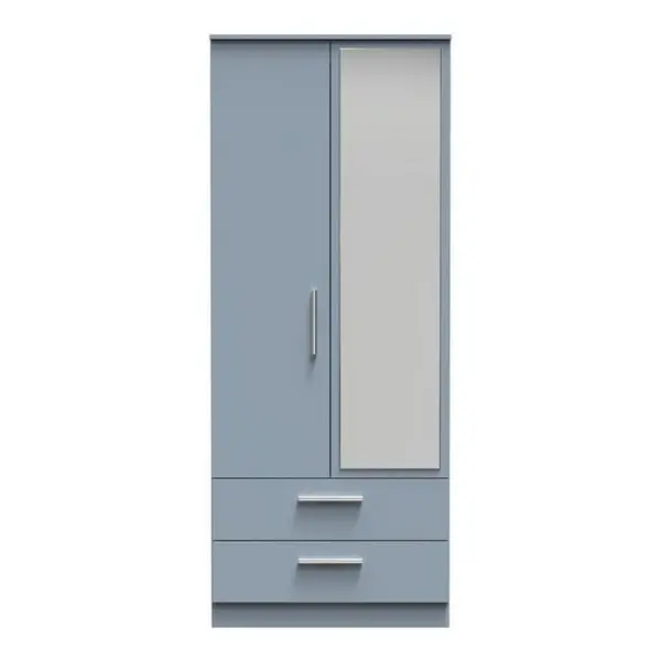 Image of Other Contrast 2 Door 2 Drawer Mirrored Robe Wardrobes Large Blue 84297418140