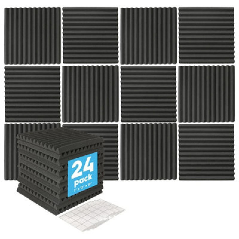 Image of Harbour Housewares Square Foam Acoustic Panels - 2.5 X 30 X 30Cm - Black - Pack Of 24