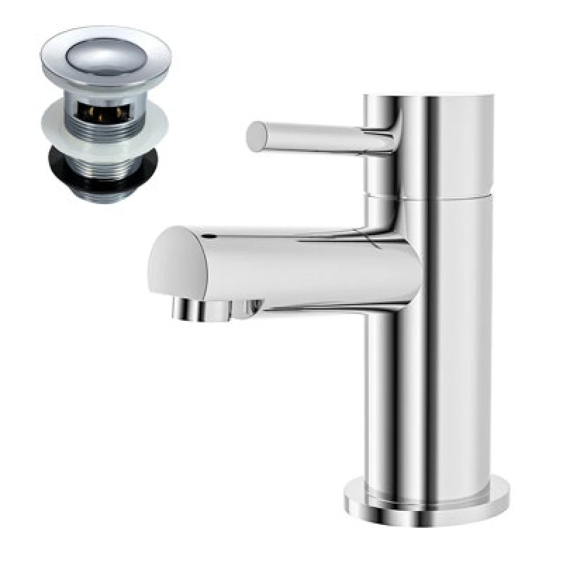 Image of NES HOME Marc Bathroom Basin Chrome Single Lever Mono Mixer Tap & Waste 7302+WST