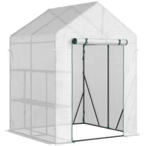 Image of Outsunny Greenhouse For Outdoor Portable Gardening Plant Grow House With Shelf 143L X 143W X 195H Cm - Green
