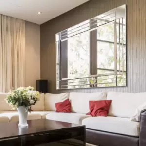 Image of MirrorOutlet Milton All Glass Bevelled Square Corner Dress Mirror 144 X 115.5 Cm