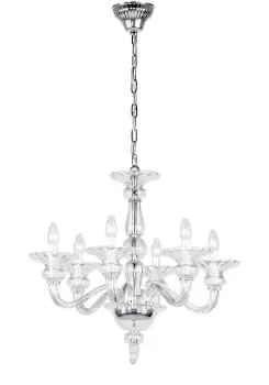 Image of Zagreb Clear Glass Chrome 6 Arm Chandelier
