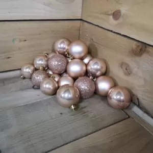 Image of 30pcs Assorted Shatterproof Baubles Christmas Decoration in Warm Beige