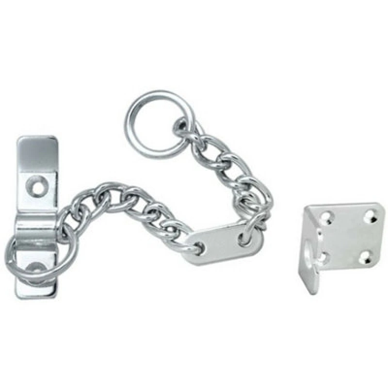 Image of Loops Heavy Duty Door Security Chain 195.5mm Length Satin Chrome Door Restrictor Multi