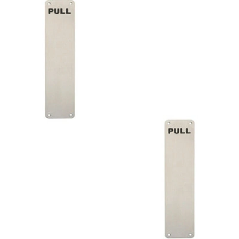 Image of Loops 2x Pull Engraved Door Finger Plate 350 x 75mm Satin Stainless Steel Push Plate Metallics