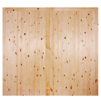 Image of LPD Framed Legend and Braced Unfinished Redwood External Garage Door Pair - 1981mm x 2135mm (78 inch x 84 inch)