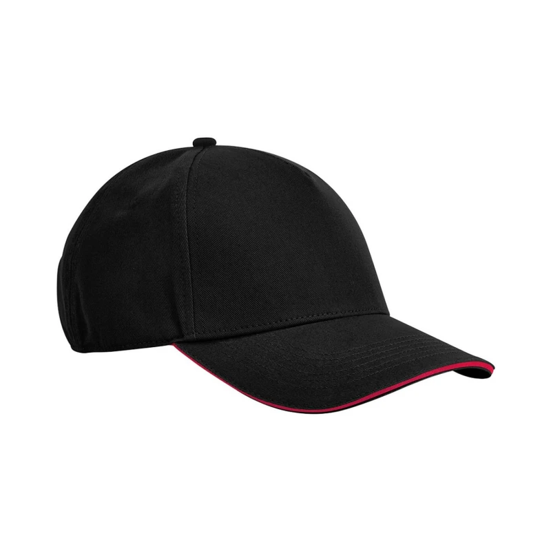 Image of Beechfield Beechfield Men Classic Cotton Sandwich Peak Cap in Black One Size Male 5063527237217