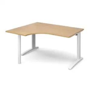 Image of Office Desk Left Hand Corner Desk 1400mm Oak Top With White Frame 1200mm Depth TR10 TBEL14WO