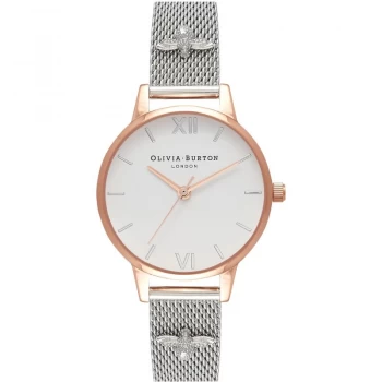 Image of Embellished Strap 3D Bee Rose Gold & Silver Watch