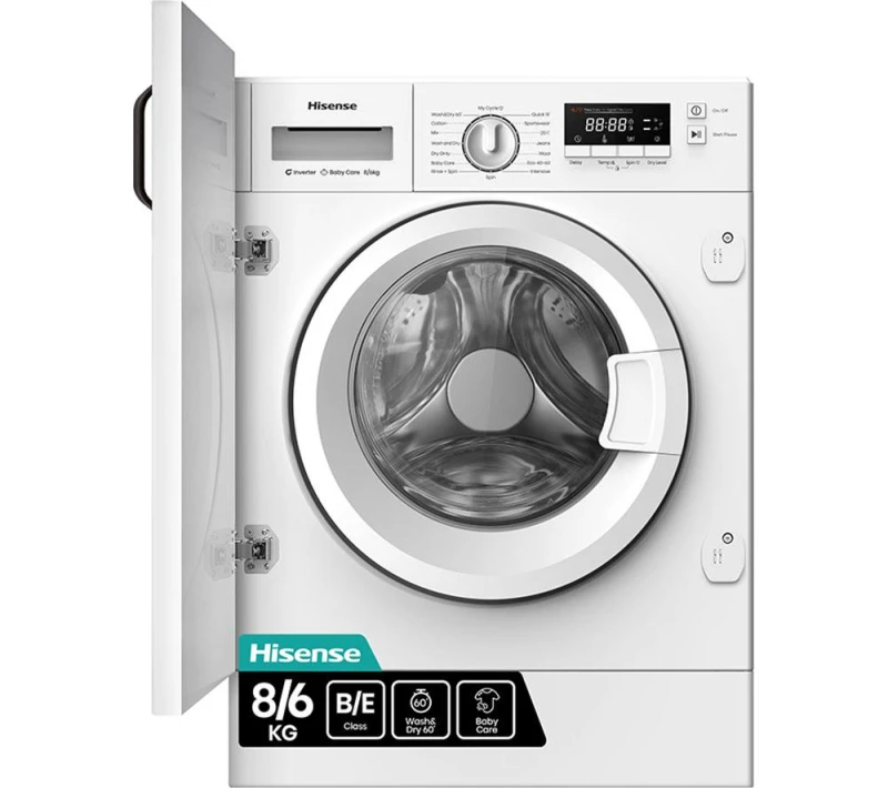 Image of Hisense 3 Series WD3M841BWI Integrated 8KG / 6Kg Washer Dryer with 1400 rpm - White - E Rated [Wash&Dry]