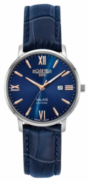 Image of Roamer Valais Ladies Blue Dial With Rose Gold Batons Blue Watch