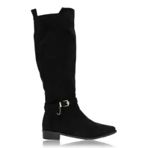 Image of Spot On Microfibre High Leg Boot - Black