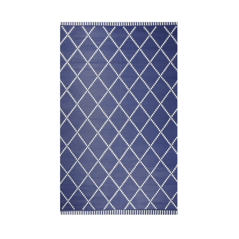 Image of Streetwize Piazza Outdoor Rug (Navy/Cream) - 120cm x 180cm - Blue Blue 160x230
