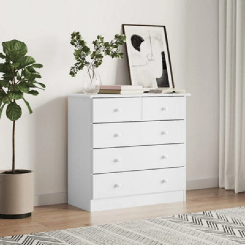 Image of Vidaxl Chest Of Drawers Alta White 77X35X73cm Solid Wood Pine, White 353922