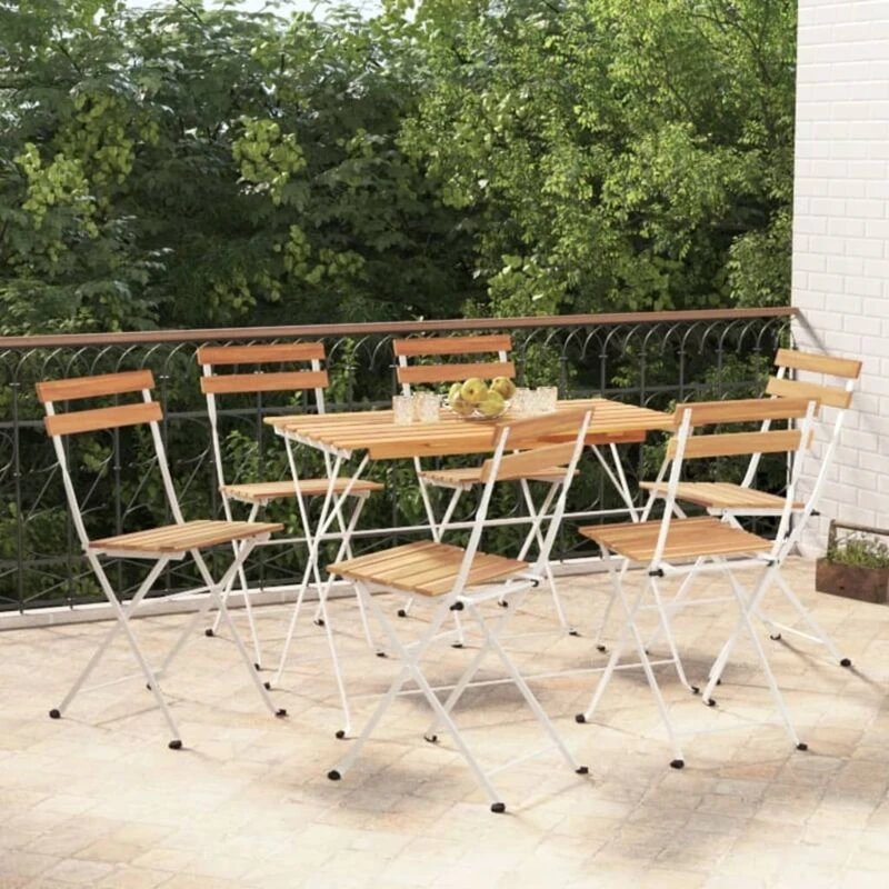 Image of VIDAXL Folding Bistro Chairs 6 pcs Solid Wood Acacia and Steel Vidaxl 8720845666033
