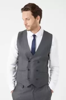 Image of Slim Fit Charcoal Wide Self Stripe Waistcoat