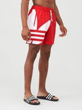 Image of Adidas Originals Big Trefoil Swim Shorts - Red