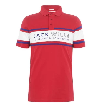 Image of Jack Wills Stakeford Cut and Sew Polo - Red