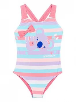 Image of Speedo Toddler Girls Koala Digital Swimsuit - Pink/Purple, Pink/Purple, Size 6-9 Months, Women