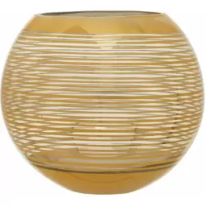 Image of Premier Housewares - Gold Finish Decorative Vase/ Accentuated With Stripe Design And Contrasting Rim / Glass Vases For Decoration 25 x 20 x 25